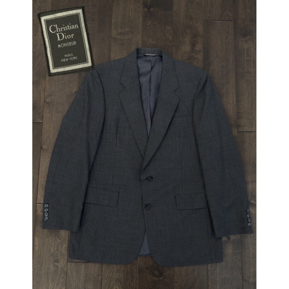 Christian Dior Monsieur Blazer Mens Size 40R Striped 2-Button Grey Suit‎ Jacket